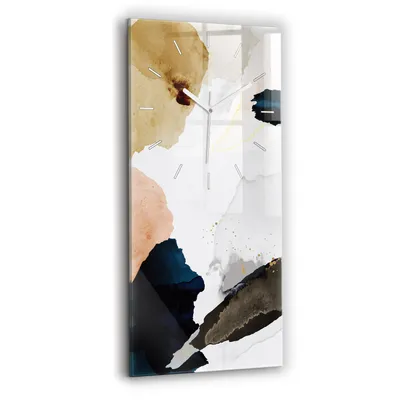 Produktbild von Wallfluent Wanduhr – Stilles Quarzuhrwerk - Uhr Dekoration Wohnzimmer Schlafzimmer Küche - Zifferblatt mit Strichen - weiße Zeiger - 30x60 cm - Fleckenabstraktion