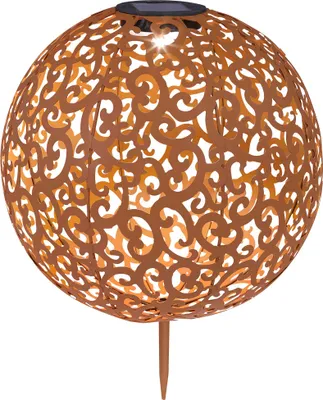 Produktbild von HI LED-Solar-Garten-Kugelleuchte 28,5 cm Metall Braun