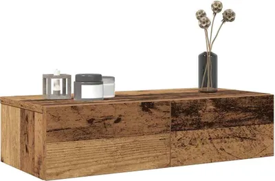 Produktbild von Möbel Wandregal mit Schubladen Altholz-Optik 60x26,5x15 cm - Wandregale 859975