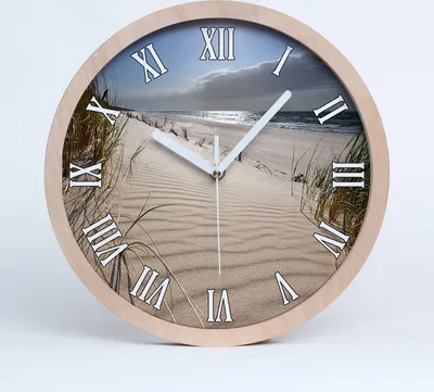 Produktbild von Holzuhr 25fi cm wanduhr - weiße Spitzen - Mrzeżyno Strand