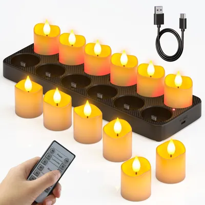 12er Set oplaadbare LED-Theelichte mit Fernbedienung