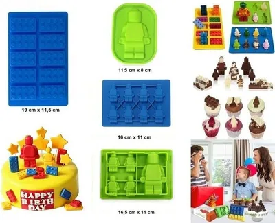 Produktbild von GKA 4 Stück Silikonformen Kinder Silikon Pralinenformen Schokoladenformen Silikonform Backform Eiswürfelform  Baustein Bausteine Roboter Pralinenform Schokoladenform