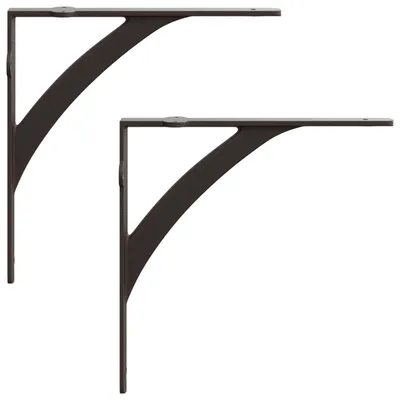 Image de Supports muraux pour étagères, 2 pièces, couleur marron antique, dimensions 14,5 x 14,5 x 3,5 cm