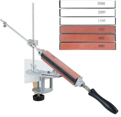 Obrázok produktu pre Profesionálna brúska na nože so 6 ostriacimi kameňmi, rotácia 360°ã, flipová konštrukcia, pevný uhol, nerezová oceľ, sada na ostrenie kuchynských a kuchárskych nožov, systém držiakov na ostrenie, náradie