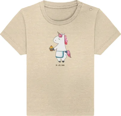 Produktbild von Mr. & Mrs. Panda Babyshirt Einhorn Muffin 6. - 12. Monat - Natural Raw - Geschenk,  T-Shirt, Liebesgrüße, Baby Jerseyshirt, Unicorn, Geburtstag, Organic Shirt, Kekse