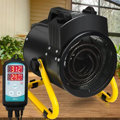 Productafbeelding van Jiubiaz kachel voor kas, tuin- en kasaccessoires, 2000W, met temperatuurregelaar. Kachel voor tuinhuis