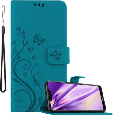 Obrázek produktu pro Cadorabo Pouzdro pro Honor 8C Blue Ochranný kryt Mobilní kryt Pouzdro Květiny Květina