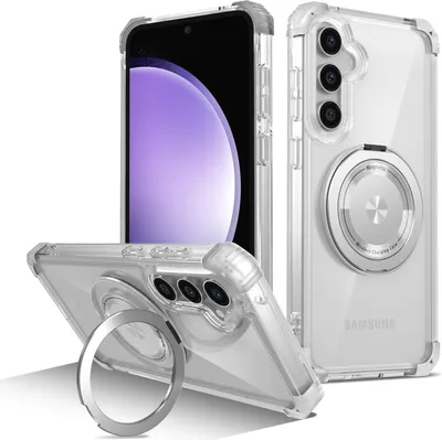 Immagine prodotto di Custodia per Samsung Galaxy S23 FE supporto ad anello magnetico, supporto, compatibile MagSafe, protezione militare, custodia trasparente Trasparente