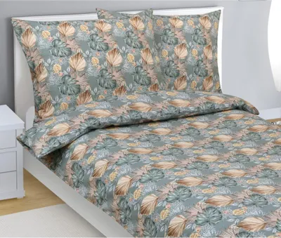 Image de Parure de lit en coton - Gris, beige - 140 x 200, 70 x 90