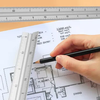 Zdjęcie produktu dla 30 cm trójkątna linijka pomiarowa ze stopu aluminium, wielofunkcyjny pomiar techniczny