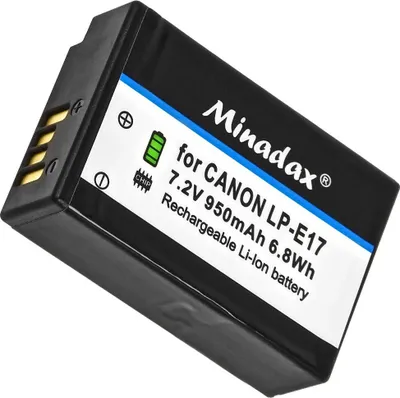 Produktbild von Minadax Qualitätsakku mit echten 950 mAh kompatibel mit Canon EOS 77D, M3, 750D, 760D - *teilkodiert* und kann mit Canon Ladegeraeten nicht geladen werden, keine Restlaufanzeige - Ersatz für LP-E17