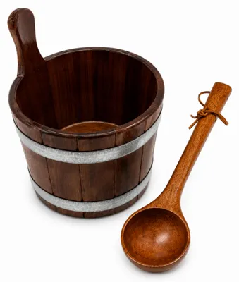 Produktbild von HAF Saunakübel Set Kambala 5 Liter Hygieneversiegelt + Kelle | Feuchtigkeitsresistenter Kübel | Hochwertiges Sauna Zubehör | Qualität:  Germany