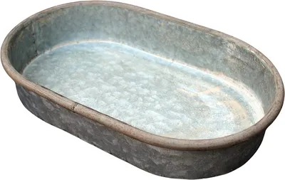 Produktbild von Vintage Zink Tablett oval mit authentischer Patina, 34,5 x 21,5 x 6,5 cm
