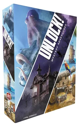 Unlock 2 Mystery Adventures – Escape-Room-Kartenspiel, 3 Szenarien