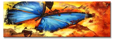 Produktbild von Visario Leinwandbild Schmetterling 120x40 cm – Bild Wandbild Kunstdruck, aufhängfertig, Echtholzrahmen, Zackenaufhänger, Art. 5708