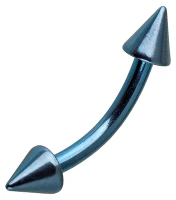 Produktbild von Augenbrauenpiercing: Piercing Titan Hantel mit Spikes hellblau (hb) 6 mm