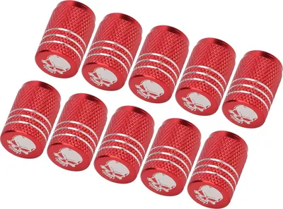 Produktbild von 10 Stück Totenkopf Muster Auto Rad Reifen Ventilschaftkappen Universal für Autos SUVs Fahrräder LKWs Motorräder Rot
