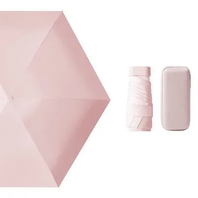 Produktbild von Taschenregenschirm Mini Regenschirm,6 Rippen Regenschirm Sturmfest Klein Taschenschirm(Rose)