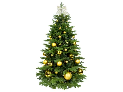 Produktbild von Geschmückter künstlicher Weihnachtsbaum mit 85 Ornamenten GOLDEN CHRISTMAS II 240 cm Baum mit Ständer und Weihnachtsornamenten