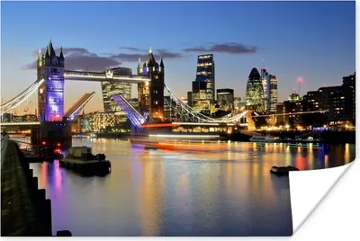 Produktbild von MuchoWow® Poster London - Tower Bridge - Abend 90x60 cm - Schlafzimmer