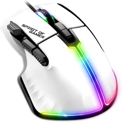 Produktbild von Gaming Maus PC 12800 DPI, RGB Beleuchtung mit 13 Effekten, 8 programmierbare Tasten inkl. Rapid Fire, Ergonomisch mit Daumenauflage, Softwaresteuerung