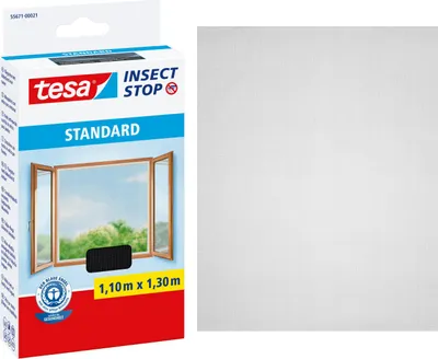 Produktbild von tesa  Insektenschutz Standard Fliegengitter Fenster ohne Bohren grau 1,1 x 1,3 m