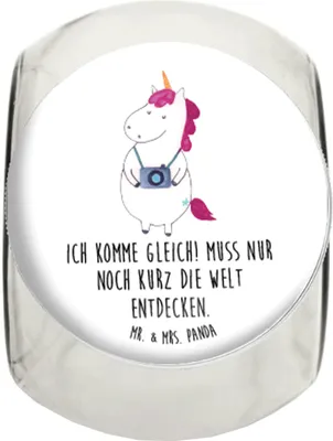 Produktbild von Mr. & Mrs. Panda Lebensmittelbehälter Einhorn Fotograf L 870ml - Weiß - Geschenk, Vorratsdose, Bonboniere, Kaffeedose, Unicorn, Reisen, Bonbonglas, Teedose, Urlaub