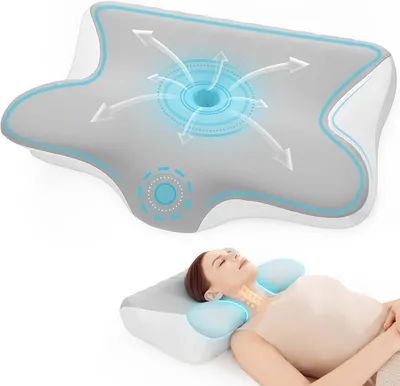 Imagen del producto de Almohada ortopédica de espuma viscoelástica 2 en 1, ergonómica, de 60 x 41,5 cm, ideal para dormir de espalda y de lado