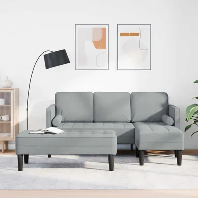Produktbild von vidaXL Sofa Set 2 stk. Hellgrau Polyester