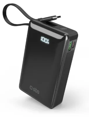Zdjęcie produktu dla SBS TTBB20000LCDTCPD20K, 20000 mAh, Adaptive Fast Charging, Power Delivery, 20 W, Czarny