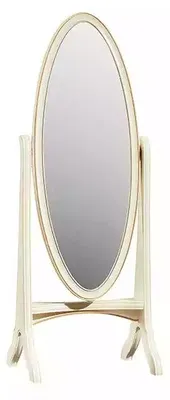 Image de Miroir de sol salon miroir cadre bois ovale blanc miroir sur pied