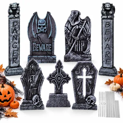 Halloween Grabstein Dekoration 81 cm, 7 Stück, gruselig