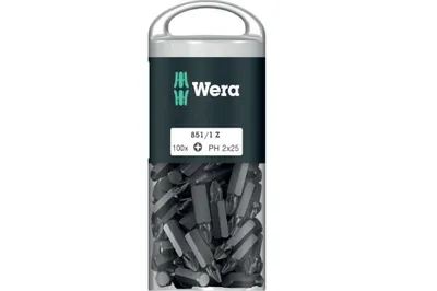 Immagine prodotto di Punta da 1/4" DIN 3126 E6,3 PH2 x 25 mm, confezione da 100 pezzi Wera | 4013288138477