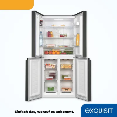 Produktbild von Exquisit Multidoor MD365-125-040D inoxlook-az | No-Frost | Nutzinhalt: 362 L | Schnellgefrieren | Alarm | ECO | 4-Sterne-Gefrieren