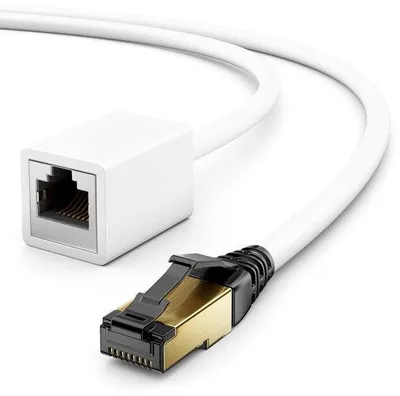 Image de Rallonge de câble Ethernet - Câble pour le streaming de jeux vidéo - 40 Gbit/s, 2000 MHz - 4 m - Blanc