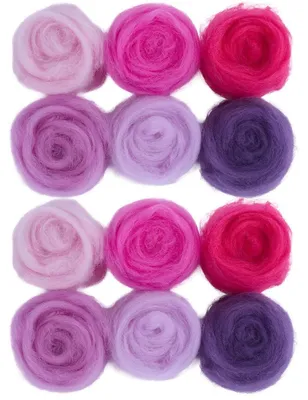Produktbild von Wollroving Set - 18-teilig in 6 Farben - Nadelfilzgarn für Handarbeit und Bastelbedarf