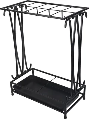 Obrázek produktu pro Umbrella Storage Rack Iron with Drip Tray 10 Holes 8 Hooks Umbrella Rack Stand for Home Hotel Lobby Black