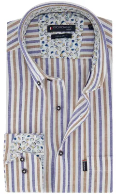 Produktbild von Hemd Giordano Regular Fit blau Leinen Streifen