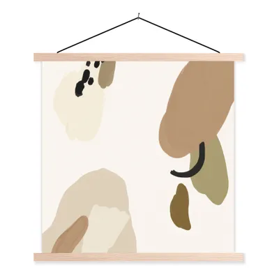Produktbild von MuchoWow® Textilposter Abstrakt - Braun - Design 120x120 cm mit holzfarbenen Rahmen - Textil-Poster