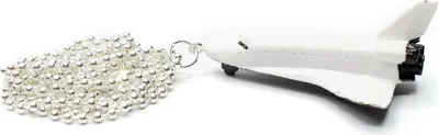 Produktbild von Raumschiff Kette Halskette 80cm Miniblings Rakete Shuttle space Flugzeug weiß