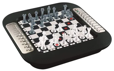 Produktbild von Elektronisches Schachspiel mit Berührungstastatur und Licht und Soundeffekte 32 Stück 64 Schwierigkeitsgrade Familienbrettspiel Schwarz Silber Chessman FX