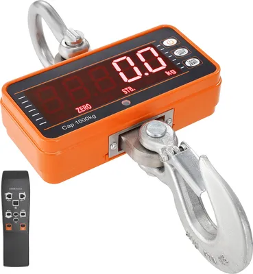 Immagine prodotto di SucceBuy Bilancia digitale per gru, portata 2200 lbs/1000 kg, robusta bilancia pensile con telecomando, alloggiamento in alluminio fuso, display a LED, alta precisione per edilizia, fabbrica, azienda agricola, caccia (arancione)