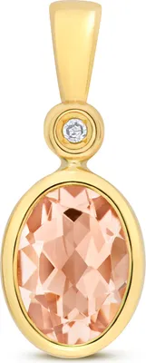 Productafbeelding van Gouden (375/1000) hanger voor dames met een briljant en een morganietsteen - 16mm * 6mm; TRS14409