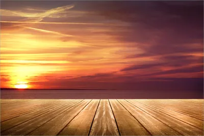 Produktbild von Wallario Premium Vliestapete Fototapete Steg am See - Sonnenuntergang und roter Himmel in der Größe 400 x 267 cm, extra dick, wird in 5 Teilen geliefert