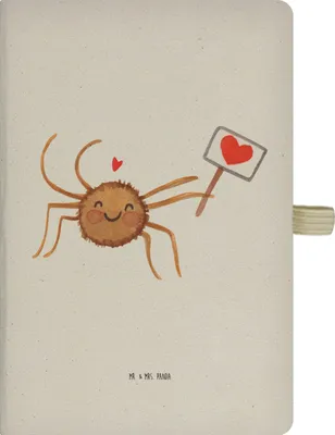 Produktbild von Mr. & Mrs. Panda Tagebuch Spinne Agathe Motivation - Transparent - Geschenk, Schreibheft, Glück, Vertrauen, Journal, Kladde, Notizbuch A5, Liebe, Dankeschön