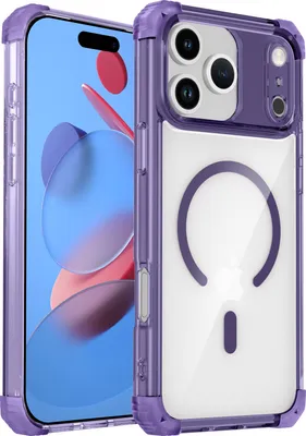 Produktbild von Magnetisch Hülle für iPhone 18 Pro Max Kompatibel mit Magsafe Stoßfest Militärschutz Transparente Handyhülle Lila