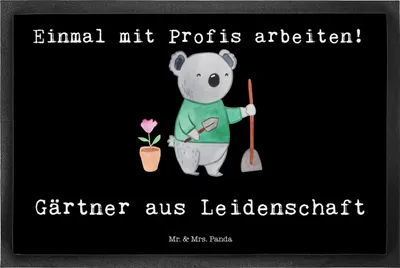 Produktbild von Mr. & Mrs. Panda Fussmatte Gärtner Leidenschaft 50 x 75 cm - Schwarz - Geschenk, fußmatte, Gartenplaner, Schmutzmatte, Spruch, Gärtnerei, Türmatte, Bodenvorleger, Lustig
