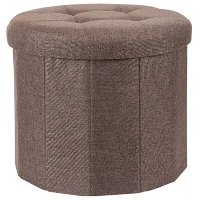 A single brown ottoman is shown against a white background.