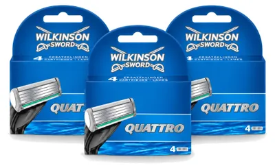 Produktbild von 3 x Wilkinson Quattro Ersatzklingen mit Präzisionstrimmer - Vorteilspackung - 3 Stücke