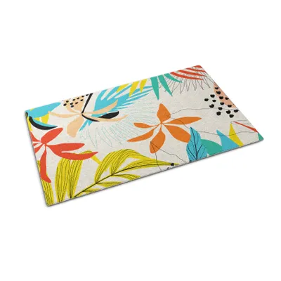 Produktbild von Fußmatte für die Tür – Unterlage zur Aufnahme von Schmutz – Rutschfeste Fußmatte für Innen- und Außenbereich – 90x60 cm – Blumenmuster